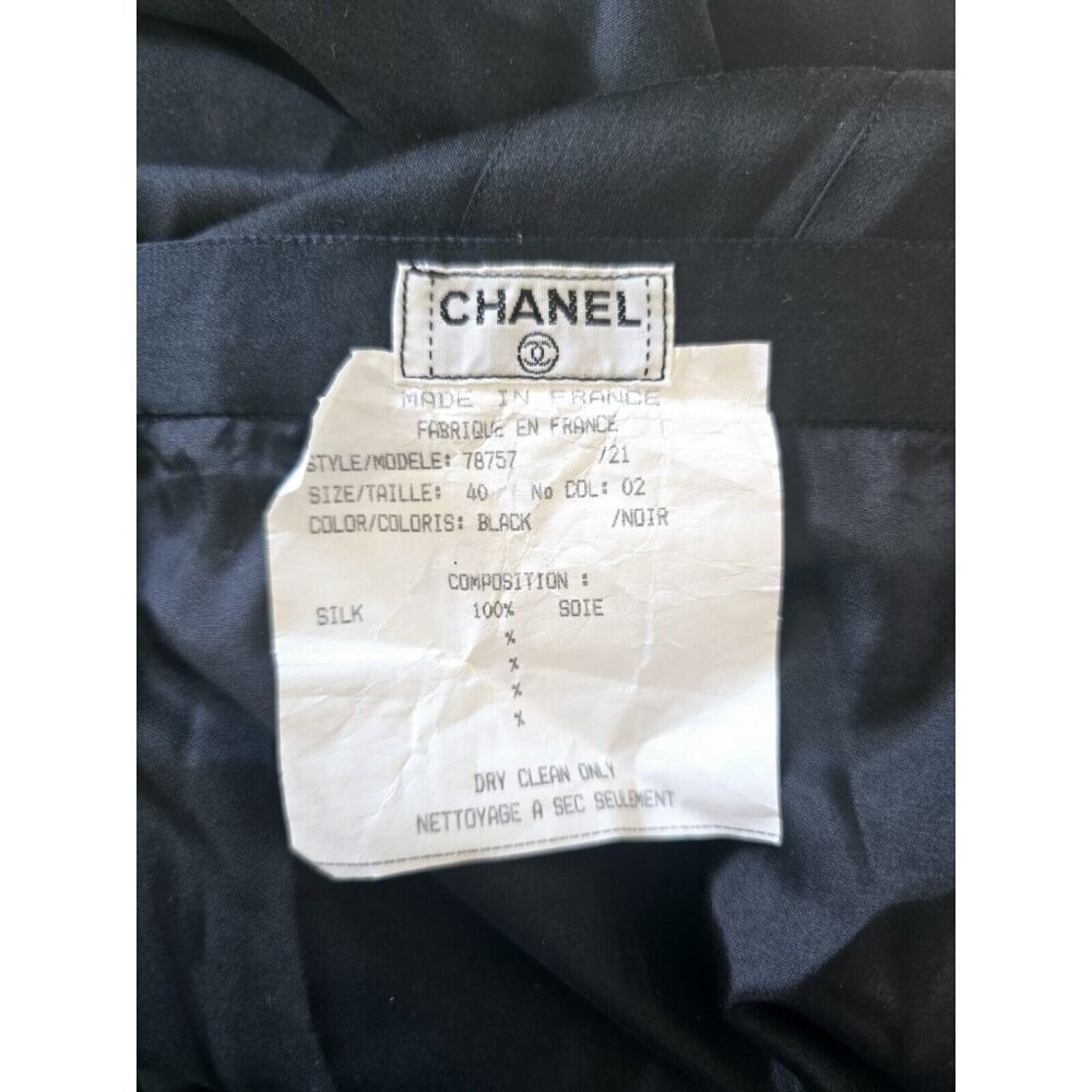 Chanel Vintage Silk Satin Black Pleated High Rise Waisted France Maxi Skirt 40 M - Picture 10 of 10